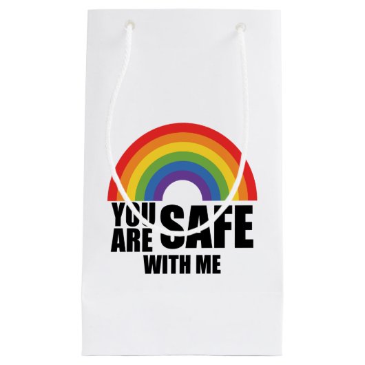 Je bent veilig bij mij LGBTQ Rainbow Pride Klein Cadeauzakje (Voorkant)