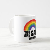 Je bent veilig bij mij LGBTQ Rainbow Pride Koffiemok (Voorkant links)