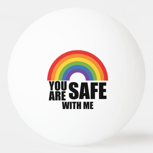 Je bent veilig bij mij LGBTQ Rainbow Pride Pingpongbal (Voorkant)