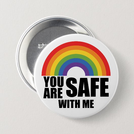 Je bent veilig bij mij LGBTQ Rainbow Pride Ronde Button 7,6 Cm (Voorkant /achterkant)