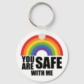 Je bent veilig bij mij LGBTQ Rainbow Pride Sleutelhanger (Voorkant)