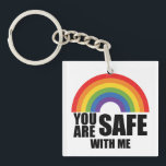 Je bent veilig bij mij LGBTQ Rainbow Pride Sleutelhanger<br><div class="desc">Je bent veilig bij mij LGBTQ Rainbow Pride</div>