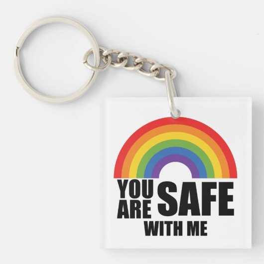 Je bent veilig bij mij LGBTQ Rainbow Pride Sleutelhanger (voorkant)