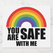 Je bent veilig bij mij LGBTQ Rainbow Pride Sparkling Wijnetiket (Enkel label)