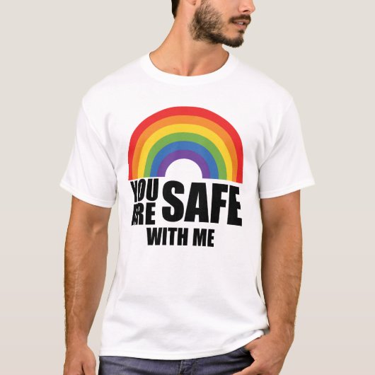 Je bent veilig bij mij LGBTQ Rainbow Pride T-shirt (Voorkant)