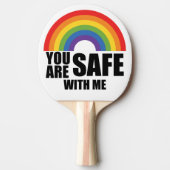 Je bent veilig bij mij LGBTQ Rainbow Pride Tafeltennisbatje (Voorkant)
