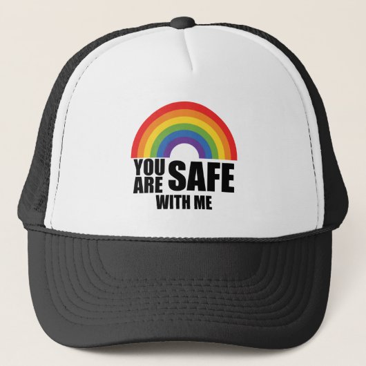 Je bent veilig bij mij LGBTQ Rainbow Pride Trucker Pet (Voorkant)