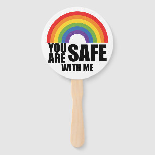 Je Bent Veilig Bij Mij LGBTQ Regenboog Trots  Handwaaier