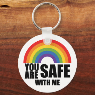 Je Bent Veilig Bij Mij LGBTQ Regenboog Trots  Sleutelhanger
