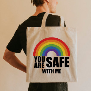 Je Bent Veilig Bij Mij LGBTQ Regenboog Trots Tote Bag