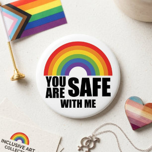 Je bent veilig bij mij Regenboog Bondgenoot Berich Ronde Button 7,6 Cm