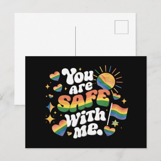 Je bent veilig met mij LGBT Rainbow Gay Briefkaart (Voorkant / Achterkant)