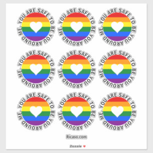 Je bent veilig om je te zijn rondom mij regenboog sticker