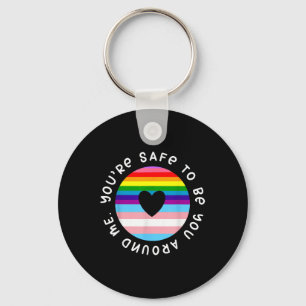 Je bent veilig om jezelf te zijn bij mij Regenboog Sleutelhanger
