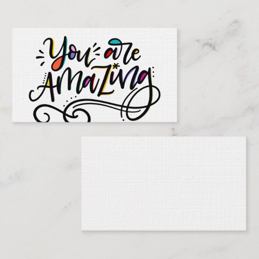Je bent verbluffend, met de hand geschreven visitekaartje (Voorkant / Achterkant)