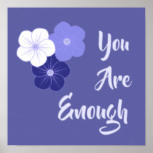 "Je bent voldoende" paarse bloemen afdrukken