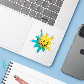 Je bent voldoende turquoise en gele stervorm sticker (Laptop met iPhone)