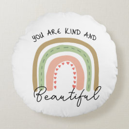 Je bent vriendelijk & mooi Boho Rainbow Quote Rond Kussen