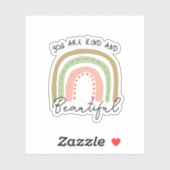 Je bent vriendelijk & mooi Boho Rainbow Quote Sticker (Vel)