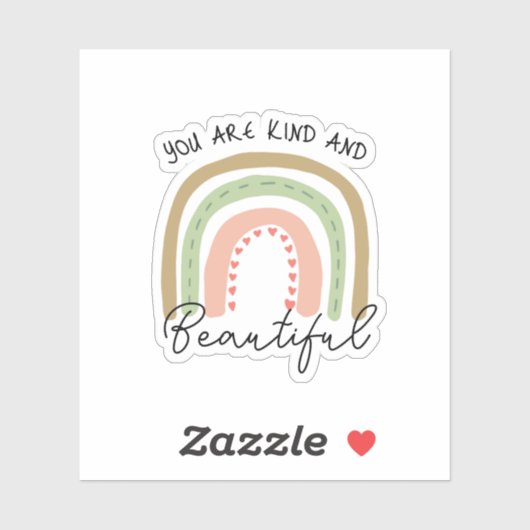 Je bent vriendelijk & mooi Boho Rainbow Quote Sticker (Vel)