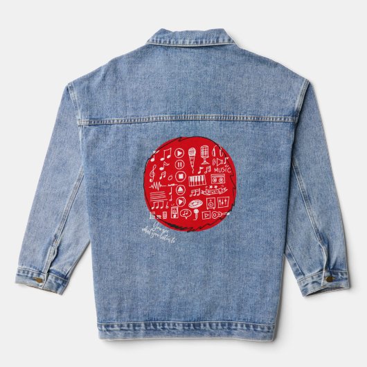 Je bent waar je naar luistert... denim jacket (Achterkant)