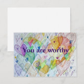 Je bent waardig Rainbow Hearts Art Note Kaart (Voorkant / Achterkant)
