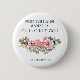 Je Bent Waardig — Waterverf Bloem Knop Ronde Button 5,7 Cm