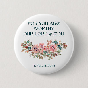 Je Bent Waardig — Waterverf Bloem Knop Ronde Button 5,7 Cm