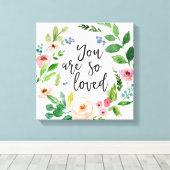 Je bent zo geliefd als Floral Waterverf Canvas kun Afdruk (Insitu (Houten vloer))