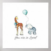 Je bent zo geliefd als olifant en Giraffe Poster (Voorkant)