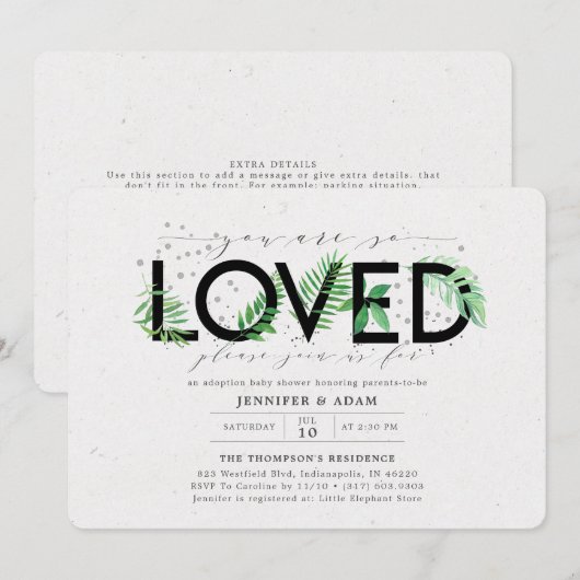 Je bent zo geliefd bij het Baby shower van Tropisc Kaart (Voorkant / Achterkant)