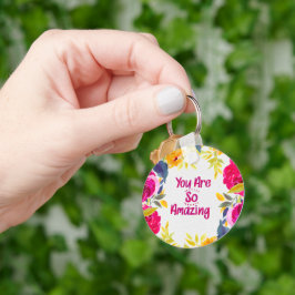 Je Bent Zo Geweldig Waterverf Bloem Sleutelhanger
