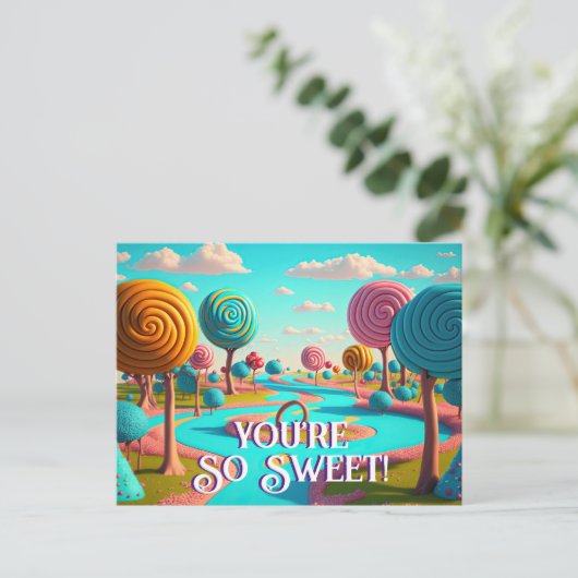 Je bent zo lekker Snoep Lane Lollipop Gum Drop Tre Briefkaart (Staand voorkant)