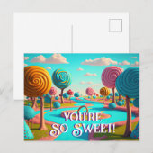 Je bent zo lekker Snoep Lane Lollipop Gum Drop Tre Briefkaart (Voorkant / Achterkant)