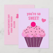 Je bent zo lief - Cute Cupcake Classroom Valentijn Briefkaart (Voorkant / Achterkant)