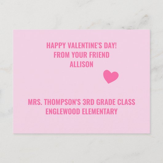 Je bent zo lief - Cute Cupcake Classroom Valentijn Briefkaart (Achterkant)