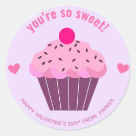 Je bent zo lief - Cute Cupcake Classroom Valentijn Ronde Sticker