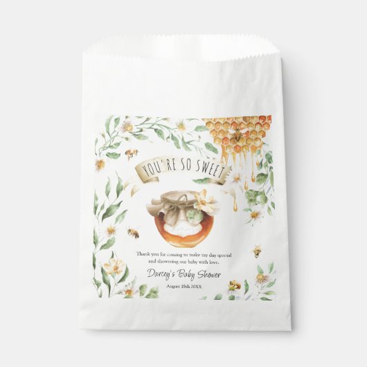 Je bent zo lief HoneyBee Dank je Baby shower Bedankzakje (Voorkant)