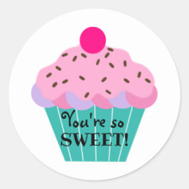 Je bent zo lief! Pastel Schattige Cupcake Ronde Sticker