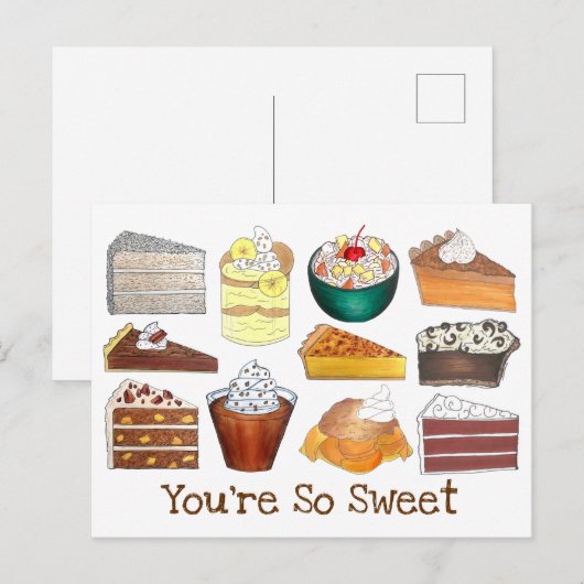 Je bent zo lief Zuidelijke desserts cake taart pud Briefkaart (Voorkant / Achterkant)