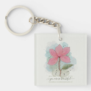 Je Bent Zo Mooi Aquarel Bloem Sleutelhanger