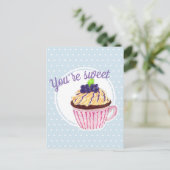 Je bent zoet. Bezet briefkaart blauwe stippen. (Staand voorkant)