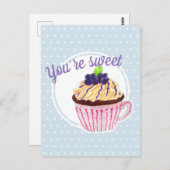 Je bent zoet. Bezet briefkaart blauwe stippen. (Voorkant / Achterkant)