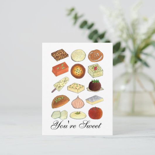 Je bent zoet Indiase Mithai Snoepjes Snoepgoed Ete Briefkaart (Staand voorkant)