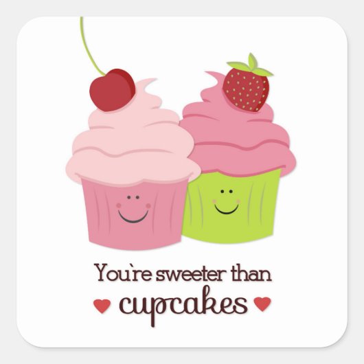 Je bent zoeter dan cupcakes Valentijn Stickers (Voorkant)