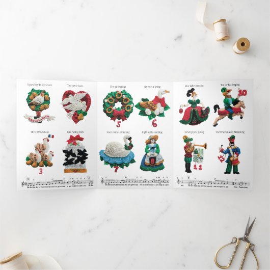 Je bericht 12 Days of Christmas Tri-Fold Holiday Drieluik Wenskaart (Binnen)