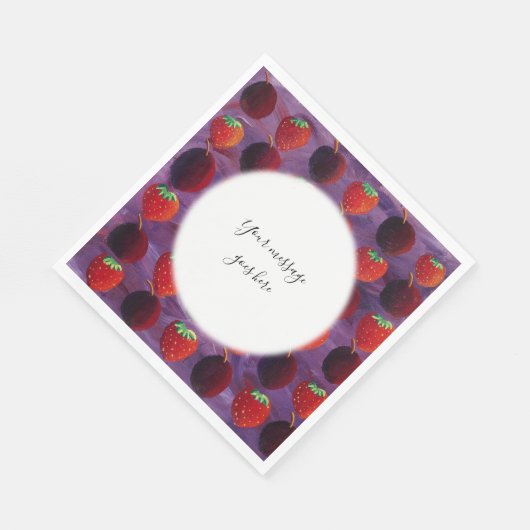 Je bericht Aardbeien en Pruimen Rode Vruchten Servet (Hoek)