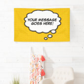 Je bericht denk bubbel plezier retro stripboek spandoek (Insitu)