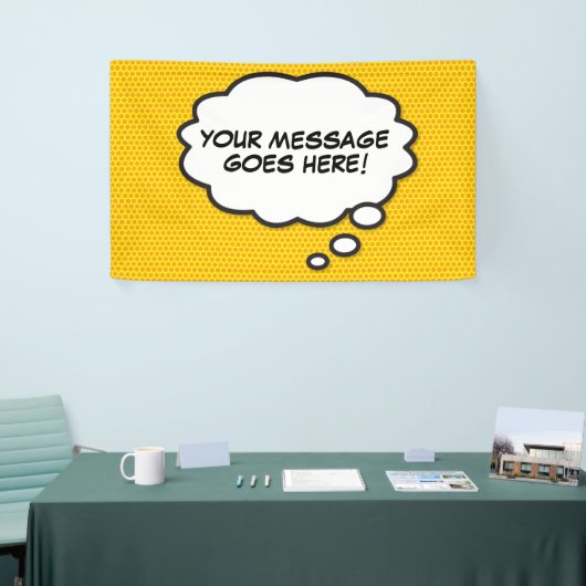 Je bericht denk bubbel plezier retro stripboek spandoek (Beurs)