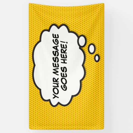 Je bericht denk bubbel plezier retro stripboek spandoek (Verticaal)